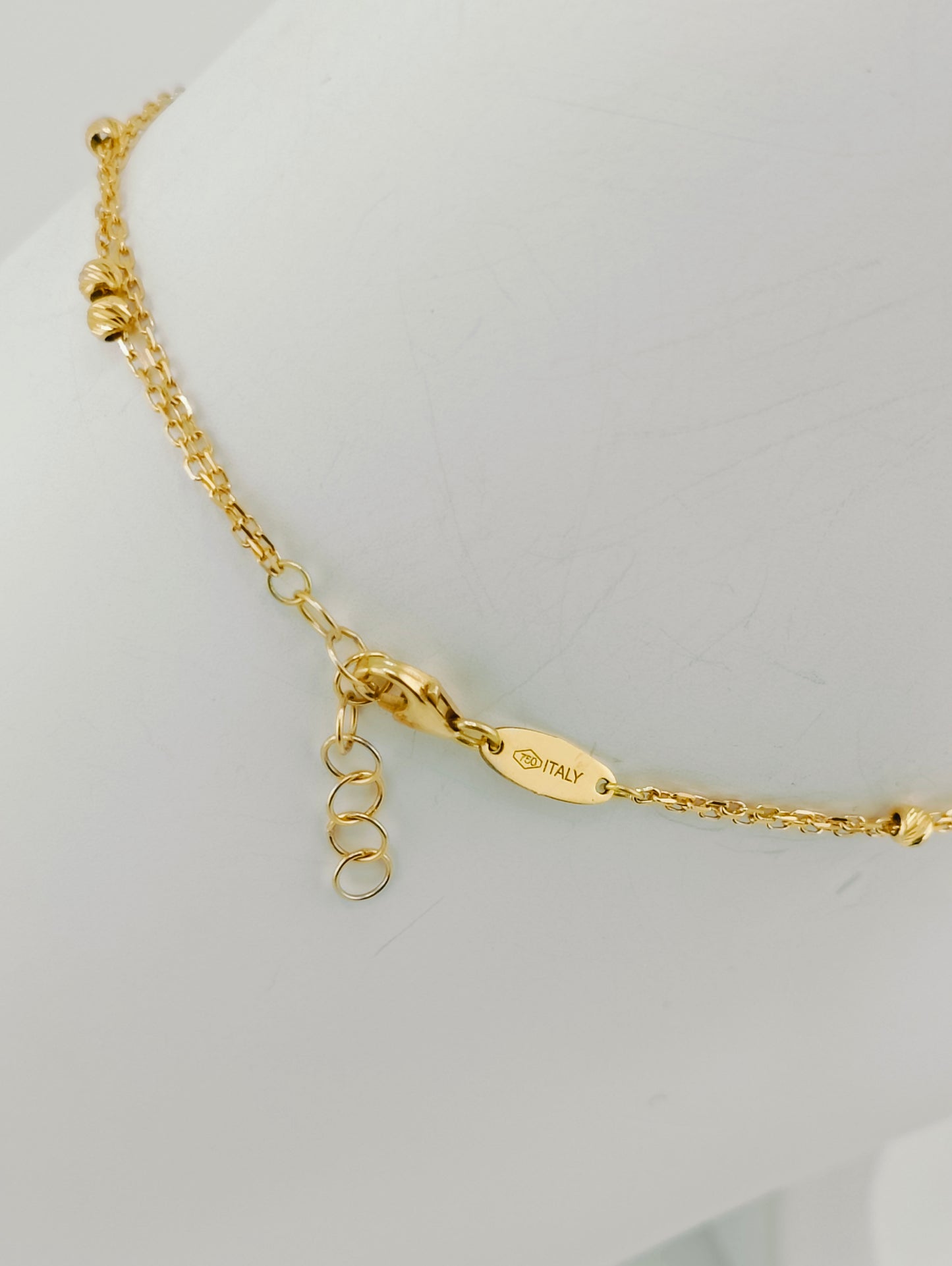 Anklet with Crosses and Diamond Spheres 2.19g 25cm