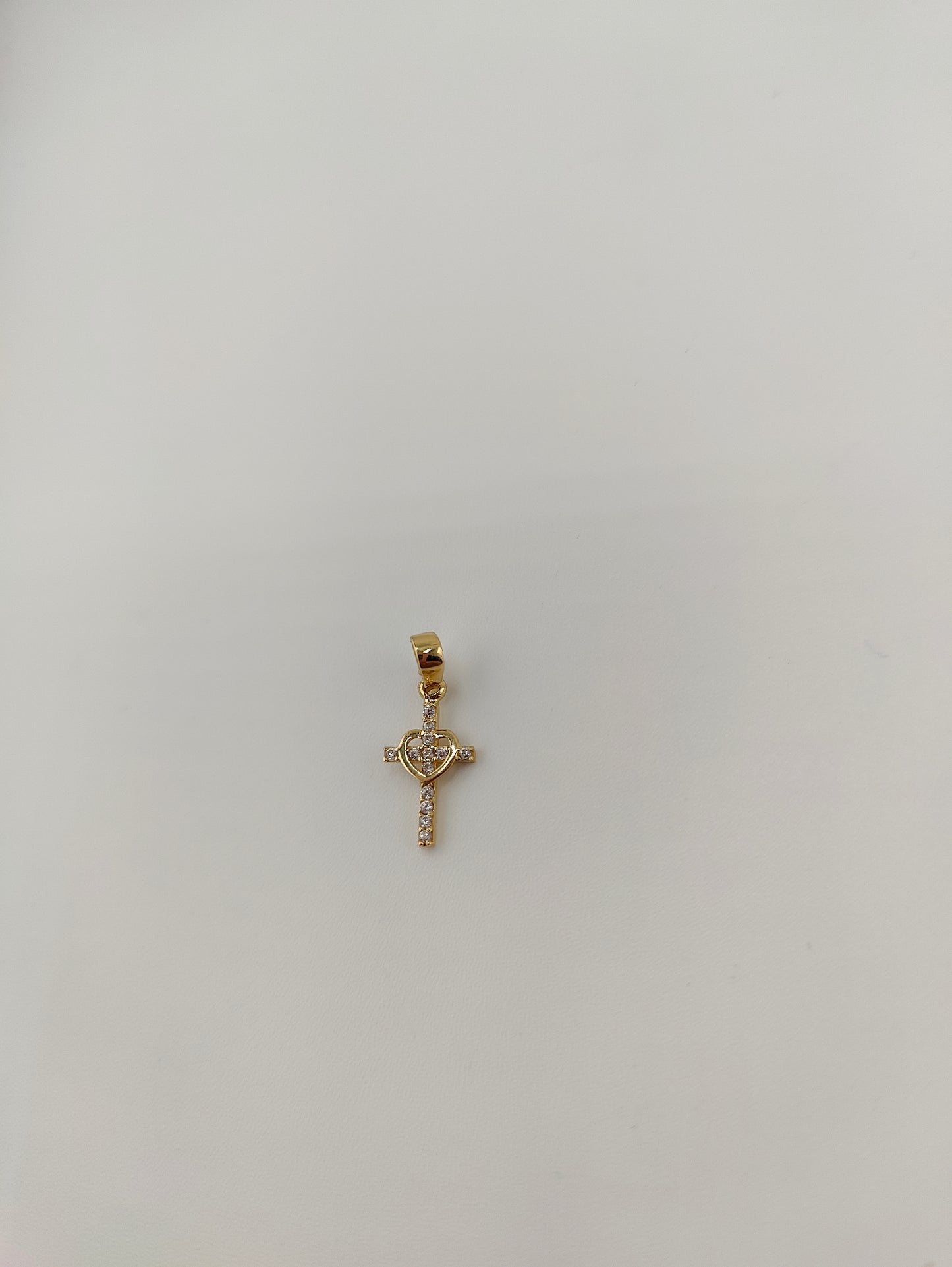 Zircon Heart Cross Pendant 070