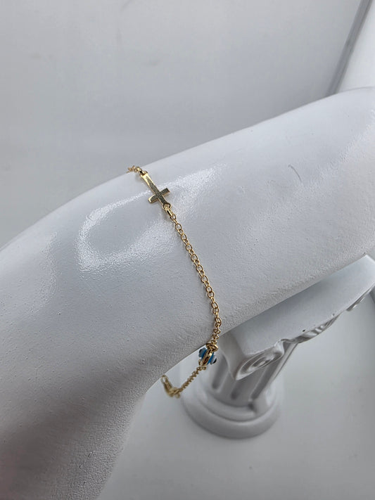 Bracelet with Turkish evil eye and cross