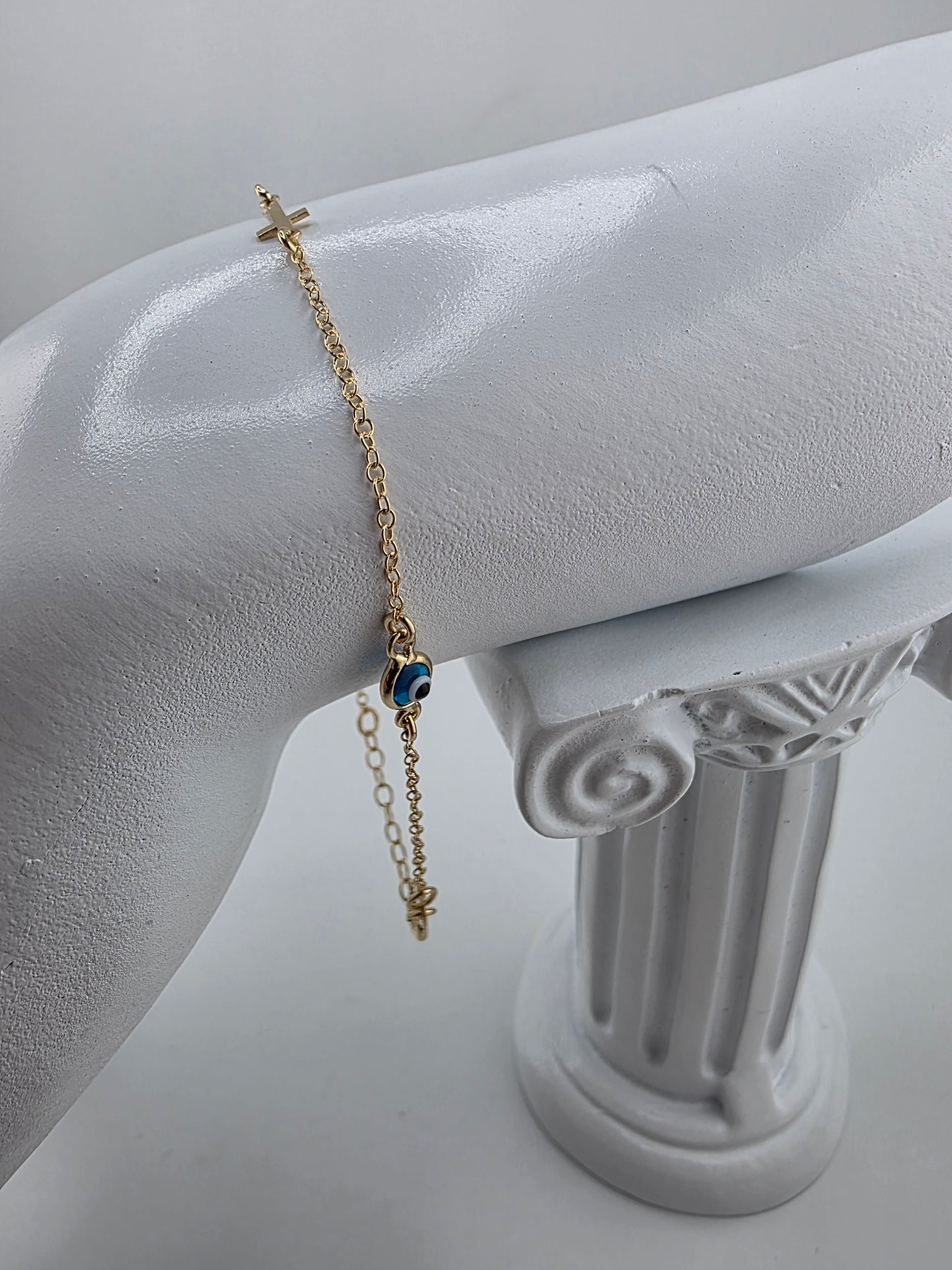 Bracelet with Turkish evil eye and cross