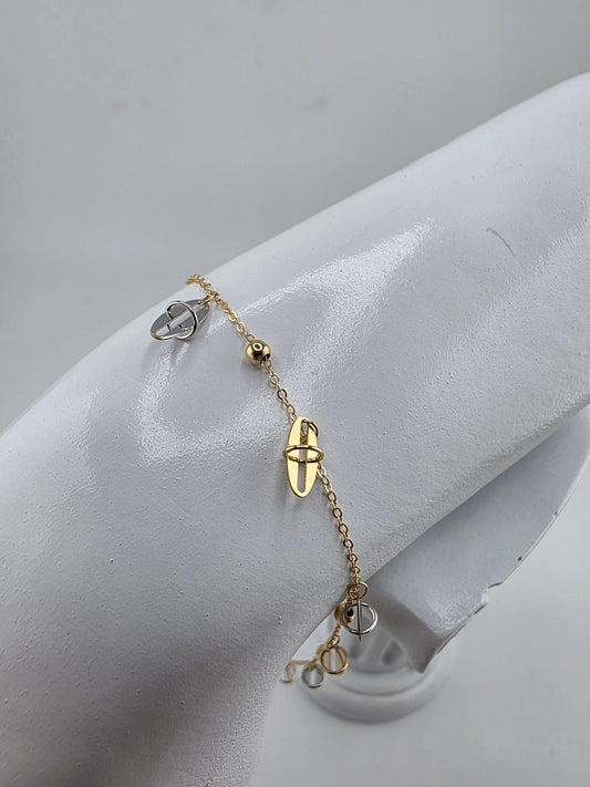 Coffee bean bracelet in white and yellow gold