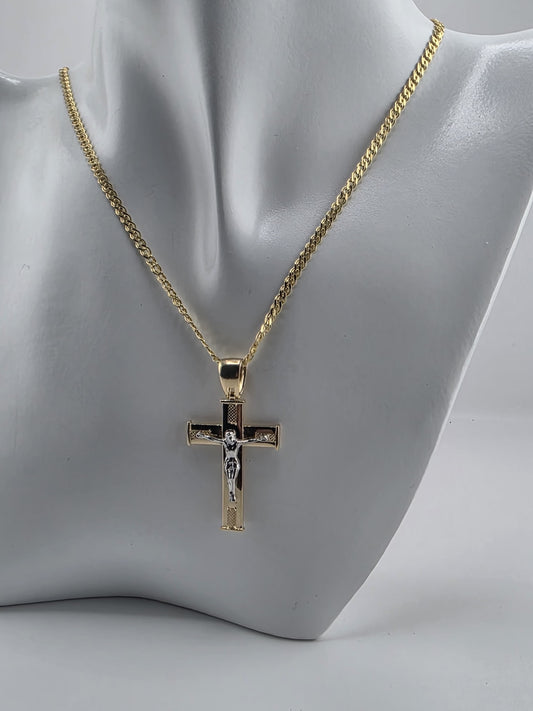 Gold cross and white gold Christ 3.36