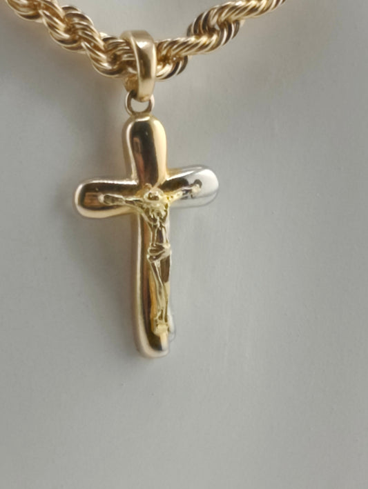 Golden and silver cross pendant