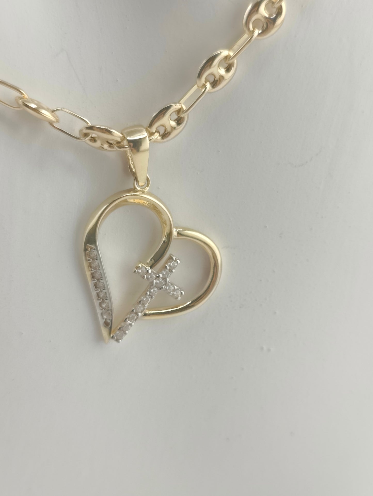 Golden hollow heart pendant