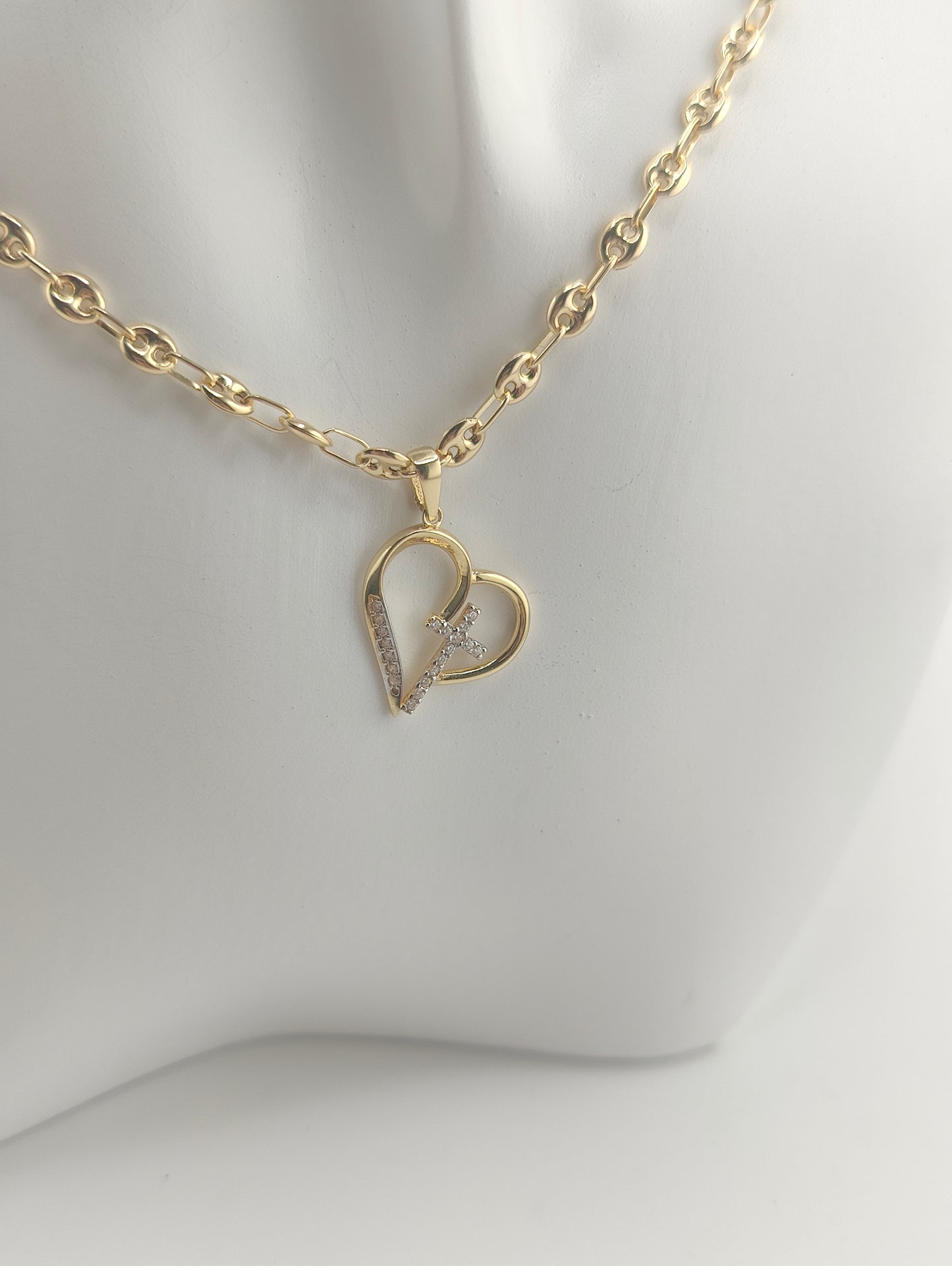 Golden hollow heart pendant